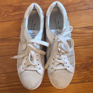 Voile Blanche White and Gold Low-Top Lace-Up Sneakers, Sz 39